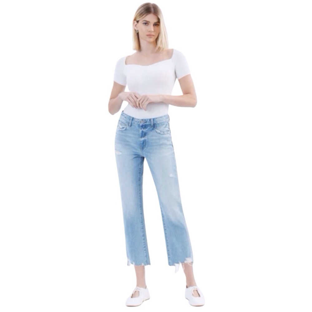 Flying Monkey 31 Angie High Rise Rigid Crop Straight Women’s Jeans Distressed